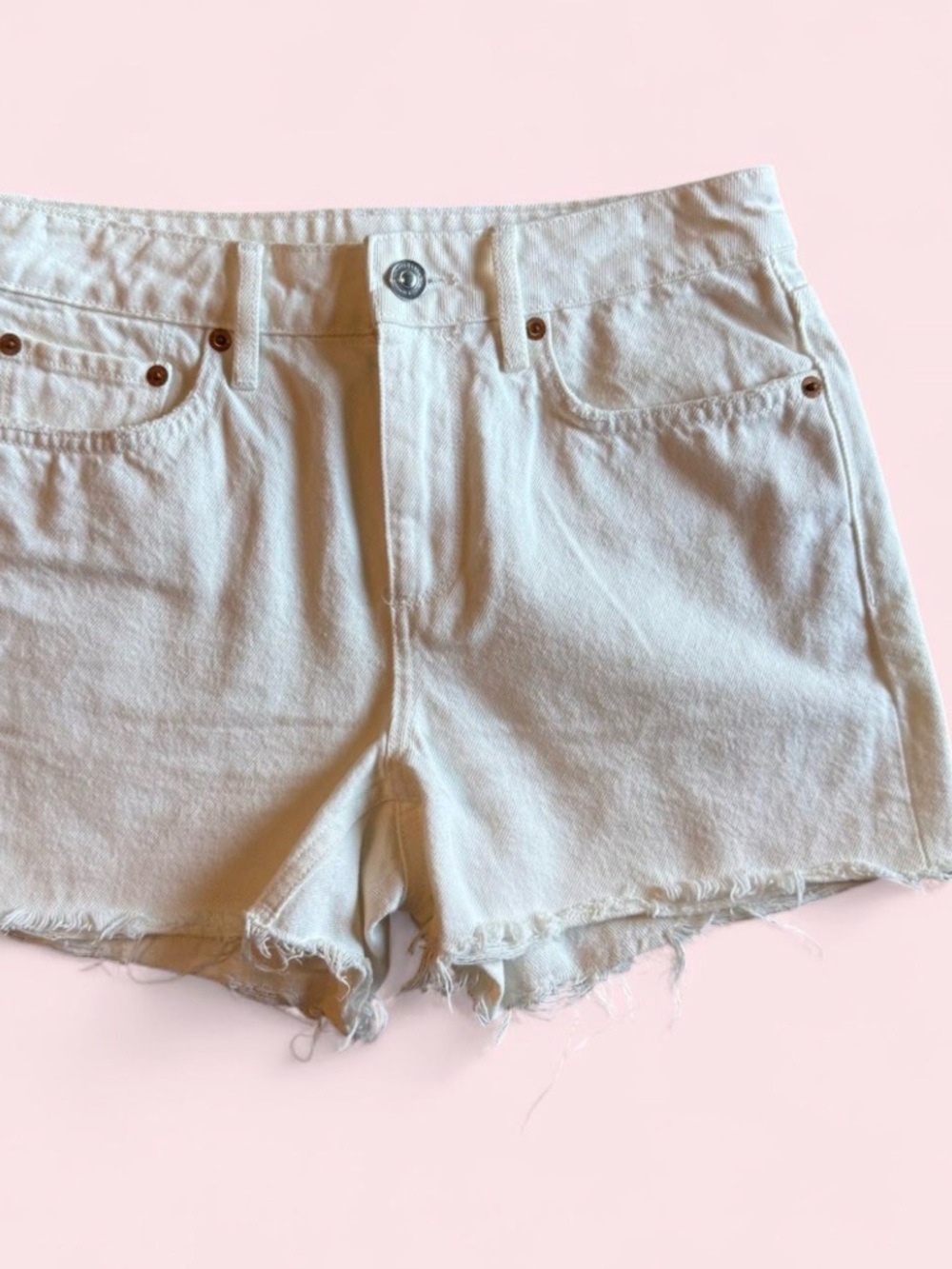 All Saints White Denim Cutoff Shorts